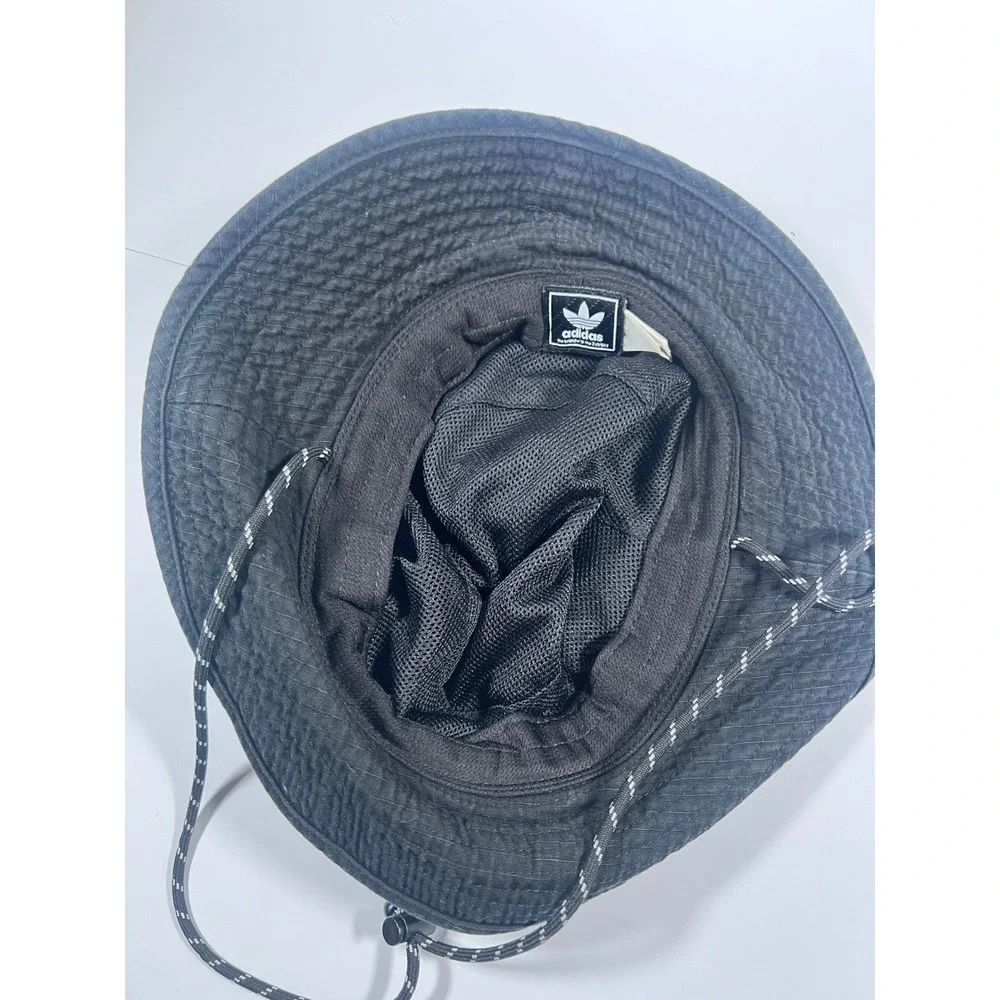 Adidas Bucket Hat Unisex OSFM Black Ripstop Boonie Stash Pocket Bungee Strap